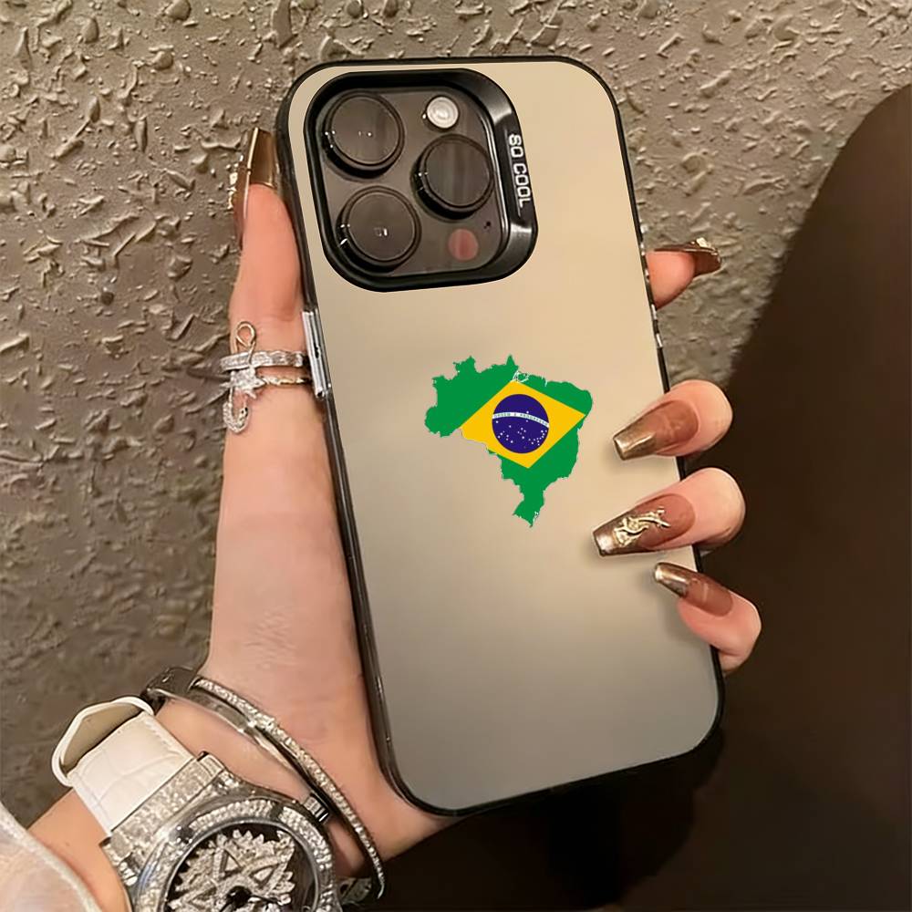 

B-Бразилия Бразильский флаг Чехол для телефона для iPhone 17,16,15,14,13,12,11 Plus,Pro Max,XS,Цветной Посеребренный Внутренний Чехол iPhone12PRO