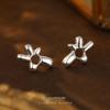 Cui Yan S925 Sterling Silver Irregular Flower Stud Earrings for Women - Korean Style, Spring/Summer, Simple Ins Silver Jewelry.