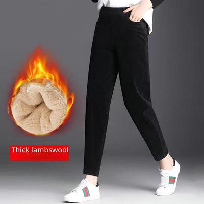 Women's Thick Corduroy Harem Pants - Plush, Casual, Loose Fit for Autumn & Winter