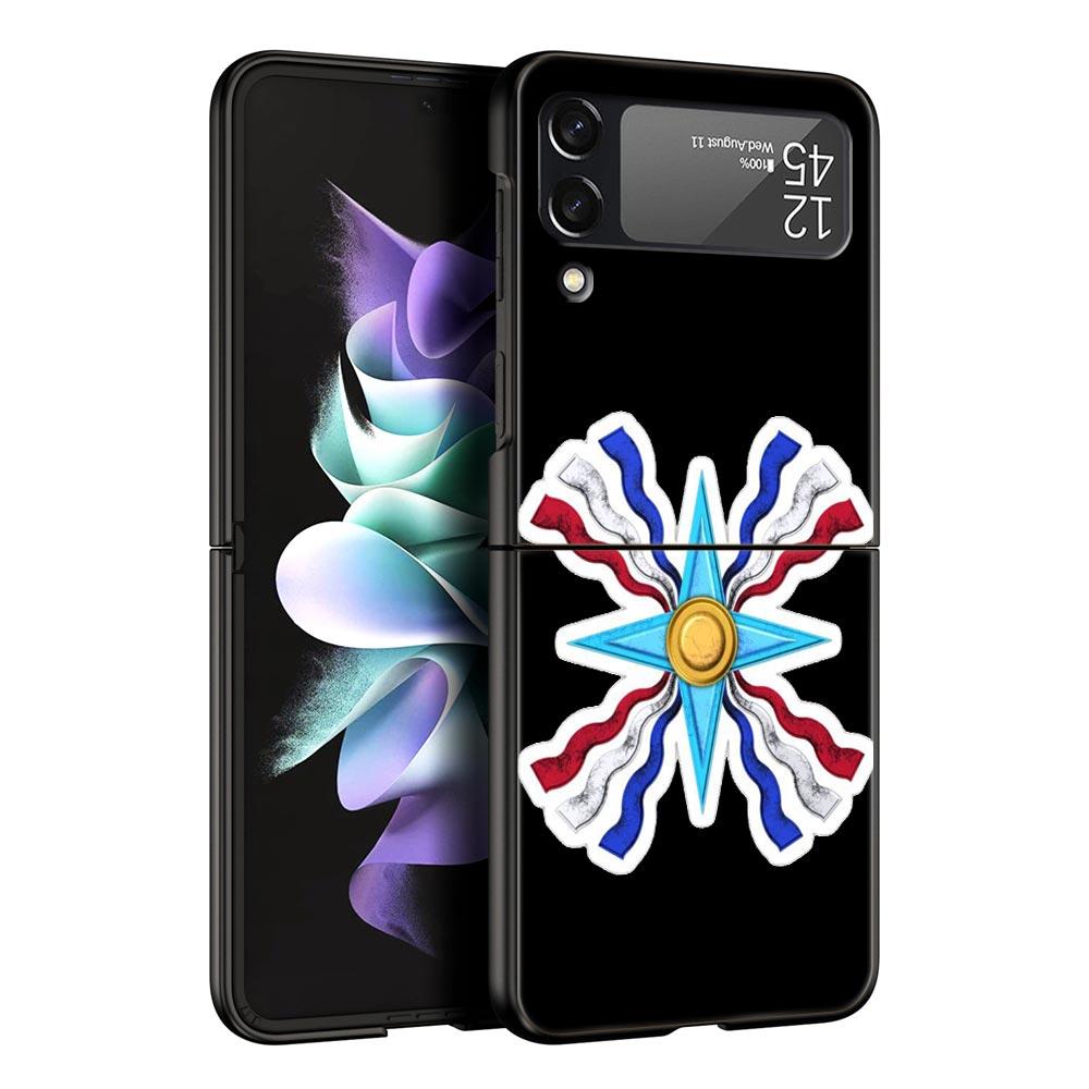 

Phone Case for Samsung Galaxy Z Flip 3 4 5 6 7 Folding Black Shell For Samsung Z Flip4 Flip5 PC Hard Cover Assyria Flag Assyrian Galaxy Z Flip6