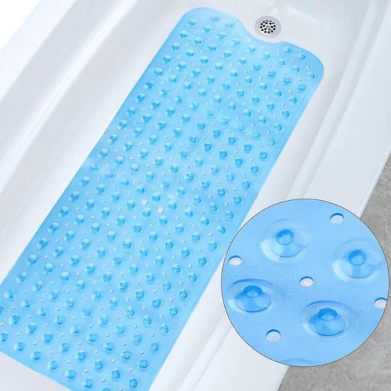 Suction Cup Bath Mat Non-Slip Shower Mat Bathtub Rug with Drain Holes Machine Washable Bathroom Rug for Safe Shower Bath Use