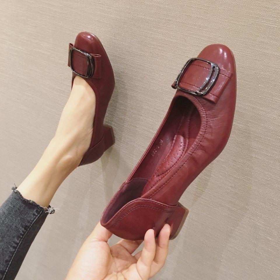 Spring Autumn Women High Heels Single Shoes Elegant Ladies Brand Heeled Shoes Soft Low Heels 3.5cm Plus Size 42