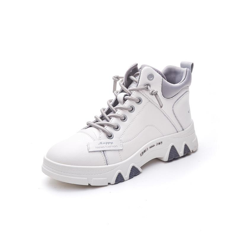 Trend tooling boots women's winter and autumn new high-top casual short boots velvet little white women's shoes platform Martin boots
