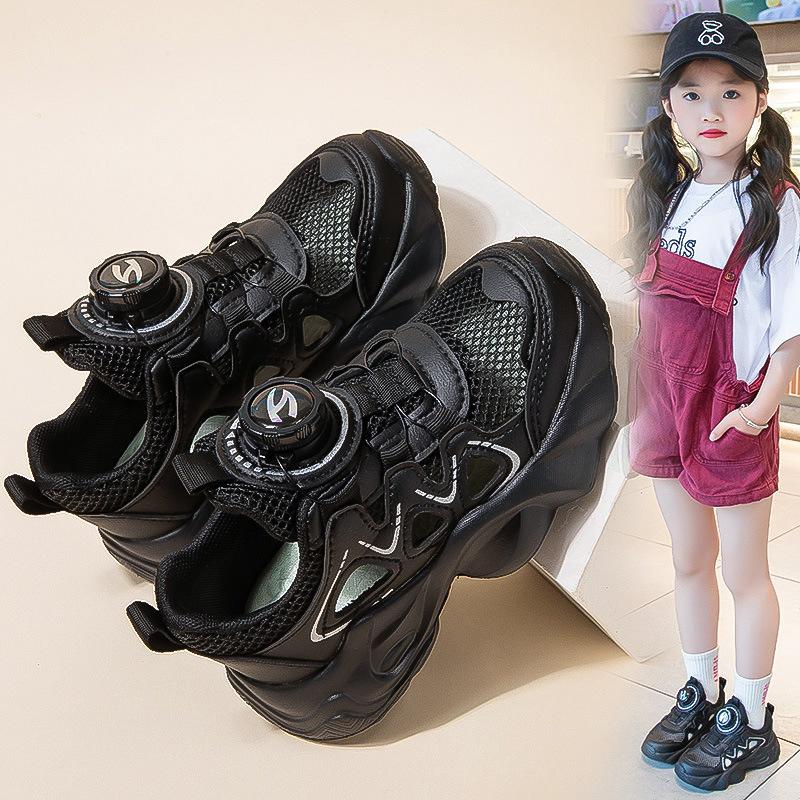 Male and female students mesh breathable 2025 summer new soft-soled children's sports small white single mesh shoes hollow dad shoes