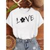 Wo Black White T-Shirt | Entspannte Passform Liebesbrief Grafik-T-Shirt, Weicher Stretch, Maschinenwaschbar, Sommeroberteil, Lässiger Stil,