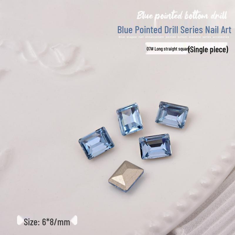 Elegant Blue Crystal Nail Art - Large & Irregular Rhinestone Accessories with Crooked Peach Hearts