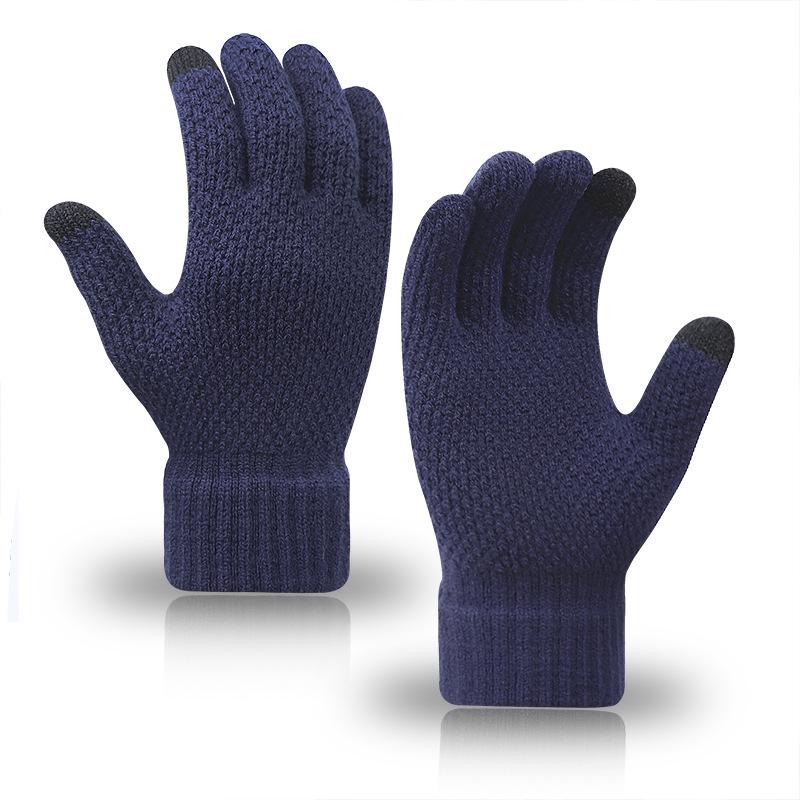Men's and Women's Knitted Touchscreen Gloves: Warm, Velvet-Lined, Thickened, Separate-Finger Design for Autumn and Winter