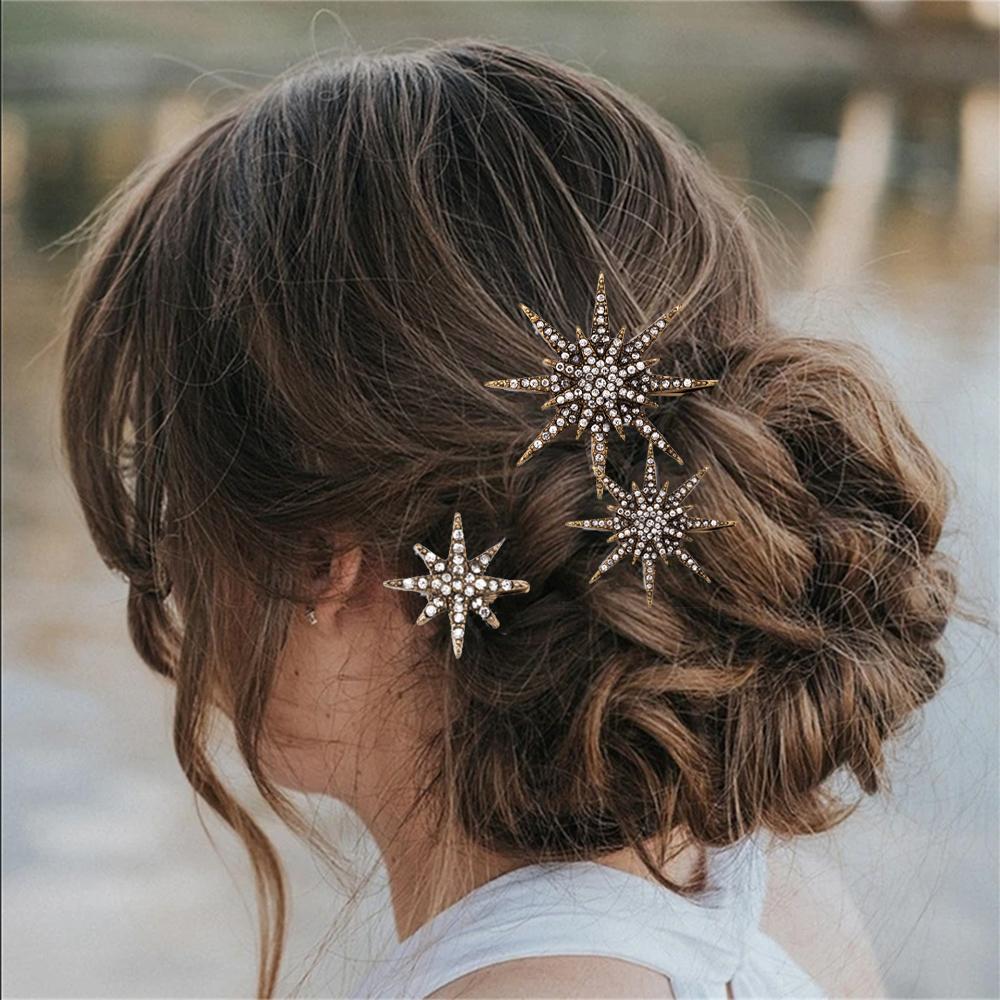 Luxury Crystal Snowflake Hairpins Barrettes Women Fashion Girls Hair Clip Pins Hairgrip Rhinestone Moon Star Hair Accessories