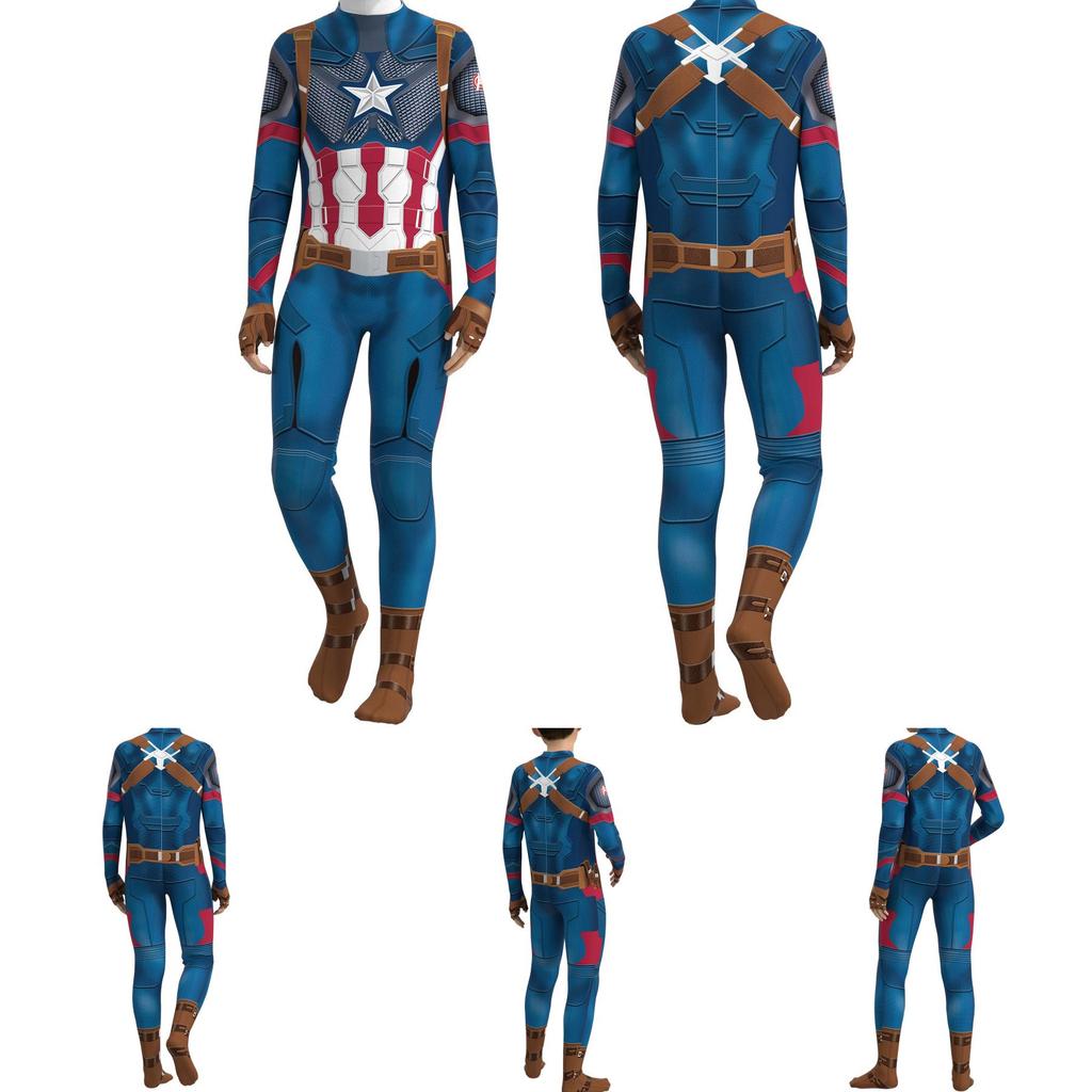 Captain America Kids Boys Cosplay Costume Jumpsuit For Parties And More!