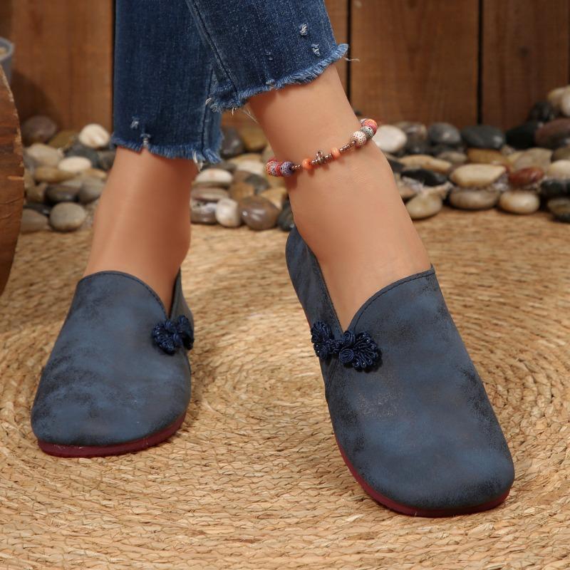 Women's Wide Width Round Toe Loafers - Low-Cut Slip-On Casual Flats for Spring/Fall, Comfort Driving Moccasins