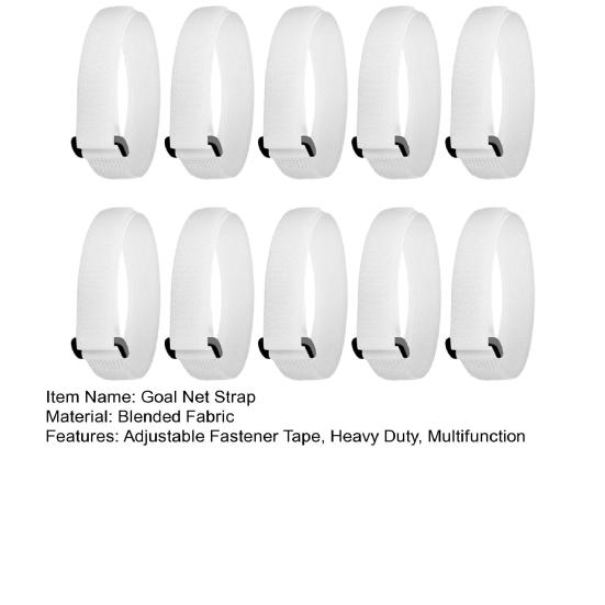 10Pcs Soccer Goal Net Strap Adjustable Fastener Tape Heavy Duty Multifunction White Soccer Goal Attachment Strap Soccer Accessories