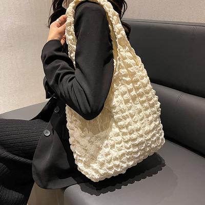 Bolsa Nuvem Puff Dobra Coração Feminina Versão Coreana Ins Estudante Bolsa de Axila de Ombro Único Grande Capacidade Bolsa de Mão Simples