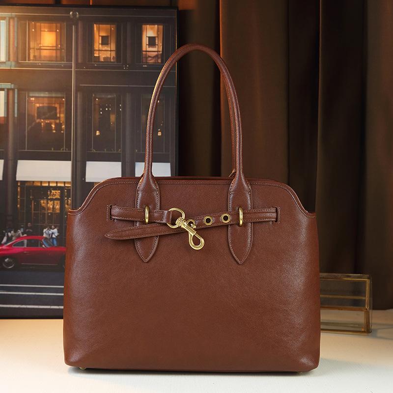 

Large Capacity Fashion Leather Women S Handbag Autumn And Winter High-End Retro Shoulder Underarm Bag Tote Bag коричневий