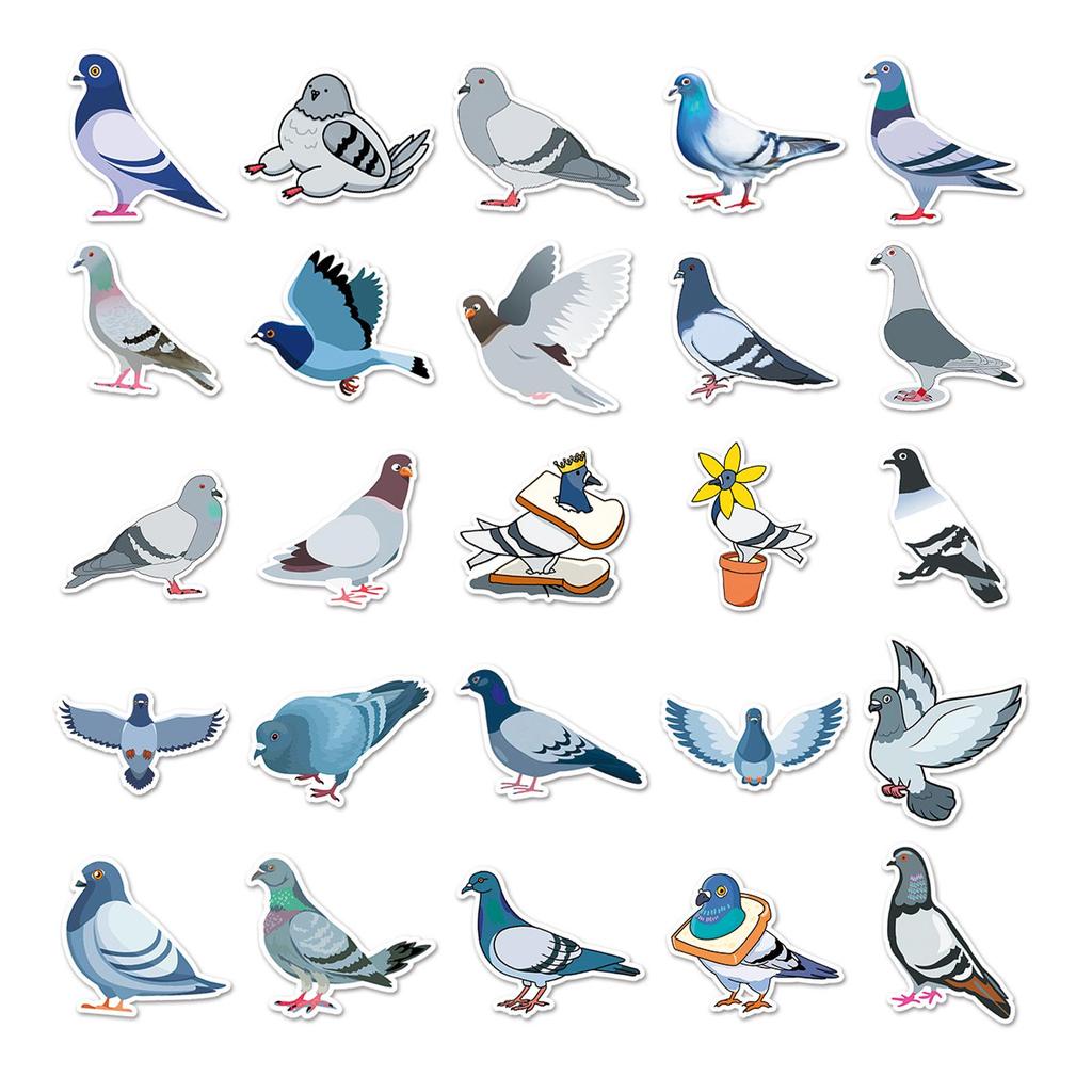 50 Pigeon Peace Dove Bird Stickers for Graffiti & Journaling - Resin Drip Material