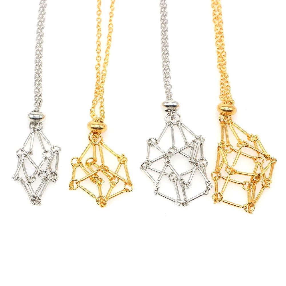 DIY Stainless Steel Necklace Metal Chain Rhinestone Holder Necklace Crystal Cage Necklace  Ladies