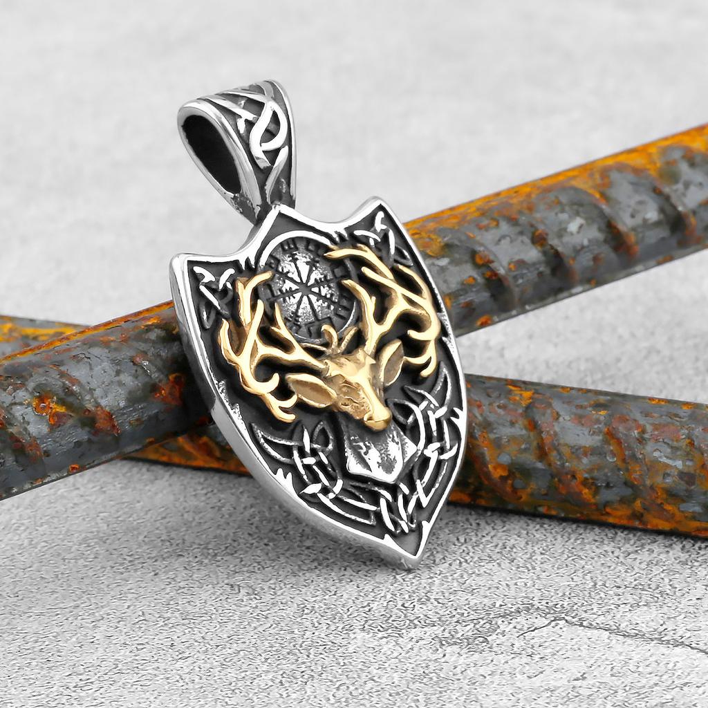 Severský Odin Vraní Lebka Přívěsek Náhrdelník Gotická Nerezová Ocel Vraní Lebka Kompas Runový Náhrdelník pro Muže Punkové Šperky