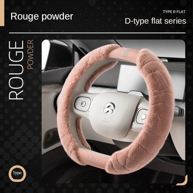 Luxury Plush Steering Wheel Cover Diamond Universal 15 Inch Handle Cover Winter M Fur Car Steering Cover Fashion D Shape Ring