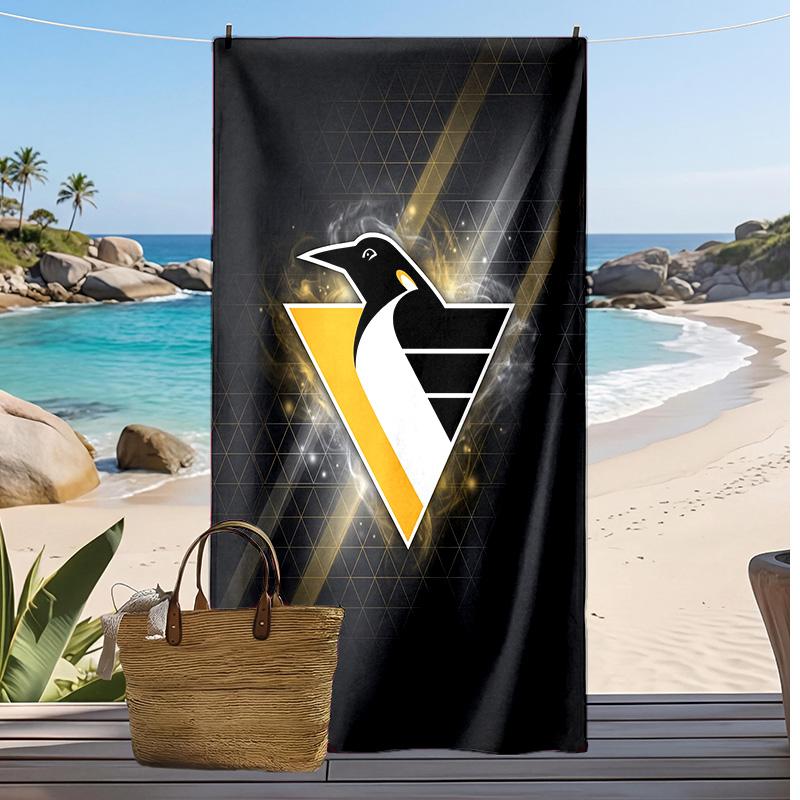 Asciugamano da Spiaggia Stampa Pittsburgh Penguins Morbido Portatile Asciugatura Rapida?Asciugamano Asciutto Per Piscina Vacanza Estiva Sport all'Aperto