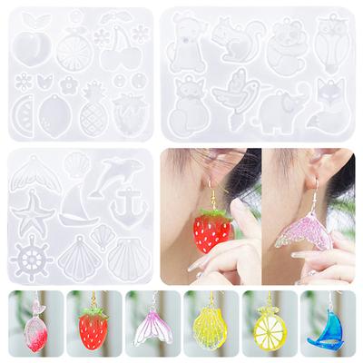 Epoxy Starfish Shells Mold Fruit Animal Series Earrings Pendant Mold Phone Keychain Pendant Silicone Mold for Decor