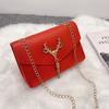 Stylish and elegant, easy to fit, shoulder women's bag, bag, deer head fringed decorative chain, magnetic buckle crossbody