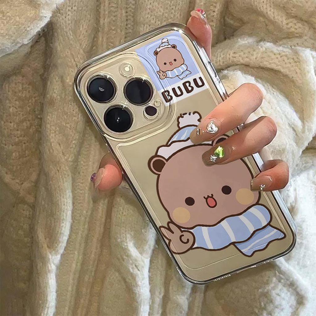 For Apple Phone Protective Case Pattern Phone Case Transparent Tape Pattern Transparent Cartoon Girl Cute and Fashionable Instagram Style
