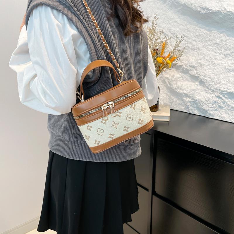 Foreign style leisure large capacity new texture fashion printed box chain portable shoulder crossbody small square bag