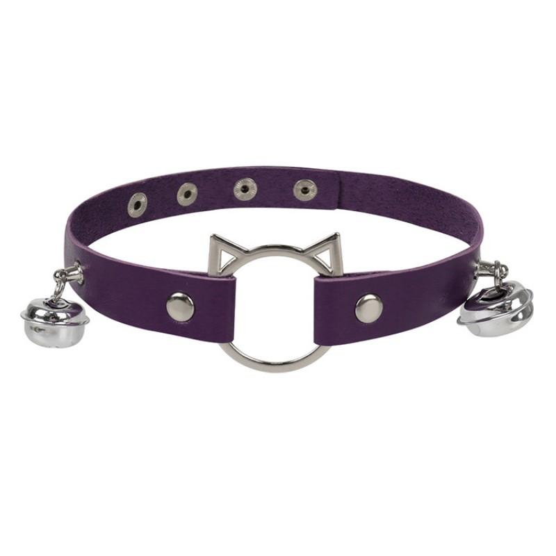 PU Leather Cat Collar Punk Bell Necklace Original Design Couples