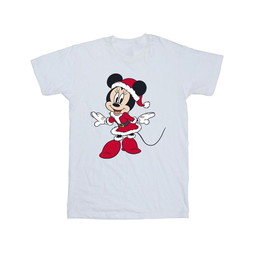Disney Girls Minnie Mouse Mrs Claus Cotton Christmas T-Shirt