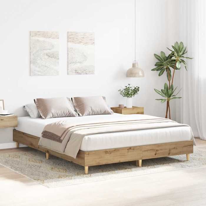 VidaXL Cadre de lit sans matelas chêne artisanal 90x200 cm, meuble de chambre à coucher, sommier, lit simple, lit, châlit, 861056