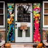 Halloween Ghost Skeleton Couplet 2 Pieces Sign Banner Ornaments Indoor for Day Of The Dead Mexican Outdoor Decor Door Curtain