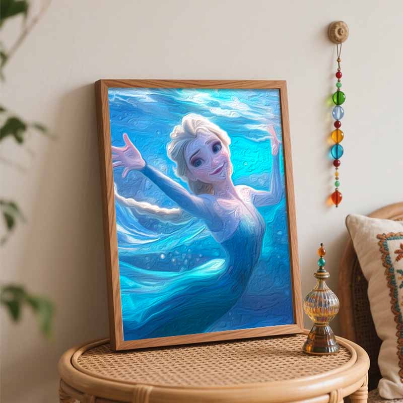 Disney Elsa Underwater Princess Paint by Numbers Painting Art Kit Wall Decor Home Decor Gift