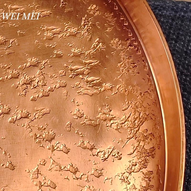 Handcrafted Vintage Pure Copper Coffee Cup Tray,16 cm Teacup Saucer Texture Home Snack Plate,Food Disc Table Plate Kitchenware