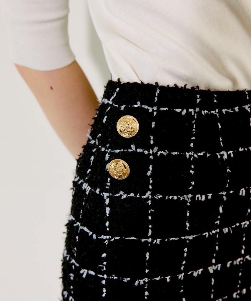 Chaenyuyog Check Mini Flare Skirt [White Check]