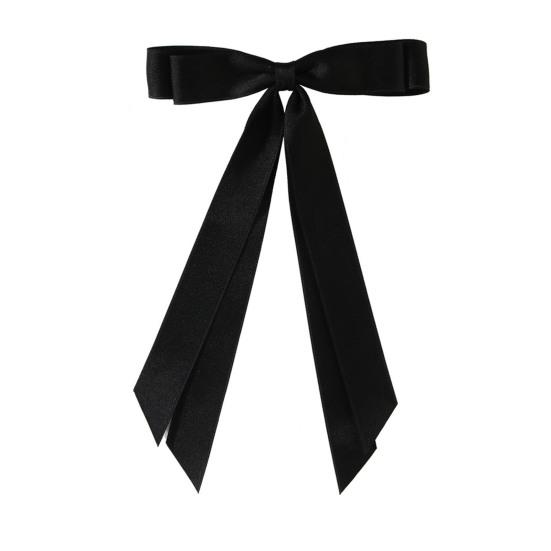 

Заколка для волос с бантом, двухслойный дизайн, гладкий атласный бант, декор, однотонная шпилька для волос чёрный