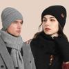 Winter Scarf Hat Gloves Set Acrylic Fibre Warm Accessories For Skiing Hiking Outdoor Activity Cold Weather Essential