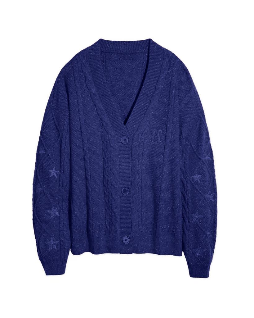 Title: Women's Orange Brown V-Neck Knit Cardigan with Twisted Cable Pattern