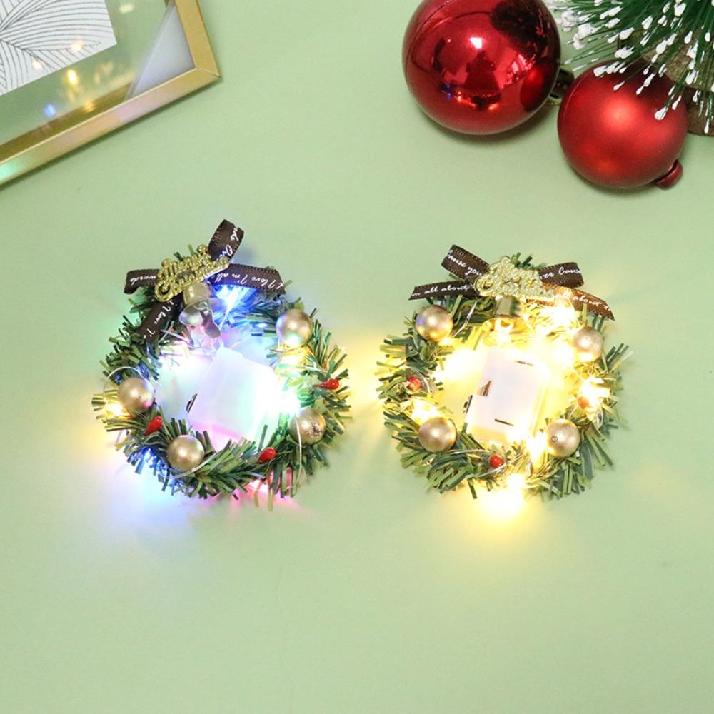 Luminous Dollhouse Christmas Garland with Light Xmas Tree Ornaments Christmas Wreath  Kids