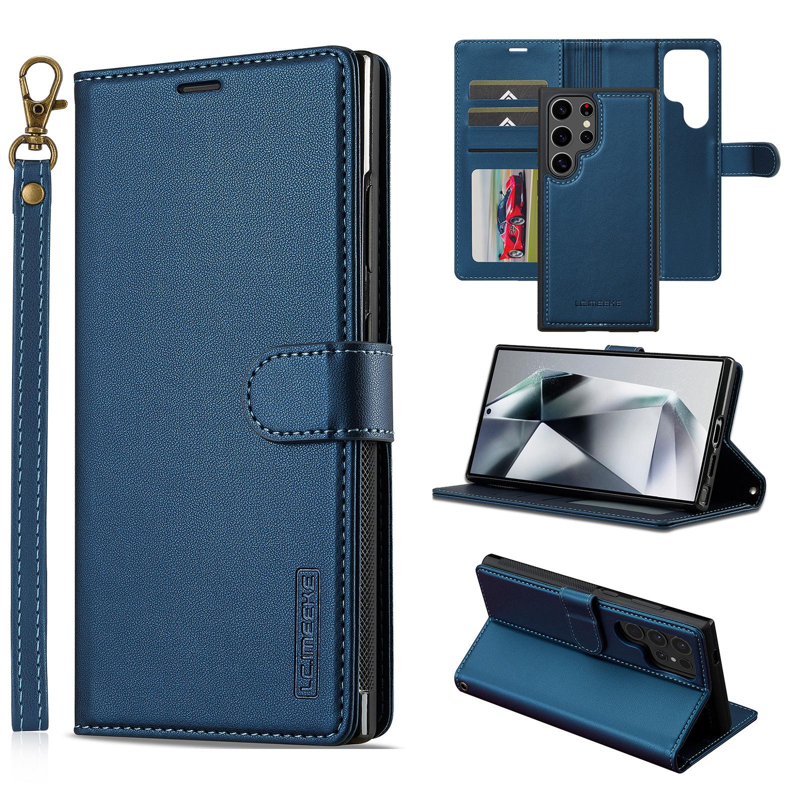 

LC.IMEEKE L2 Series for Samsung Galaxy S25 Ultra Case PU Leather Wallet Detachable Magnetic Phone Cover Blue