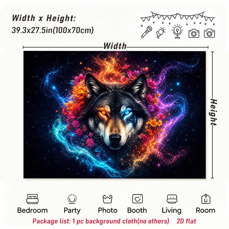 1Pc Mystical Wolf Tapestry Wall Hanging, Decorative Fabric Poster for Bedroom, Living Room, Dorm & Home Decor