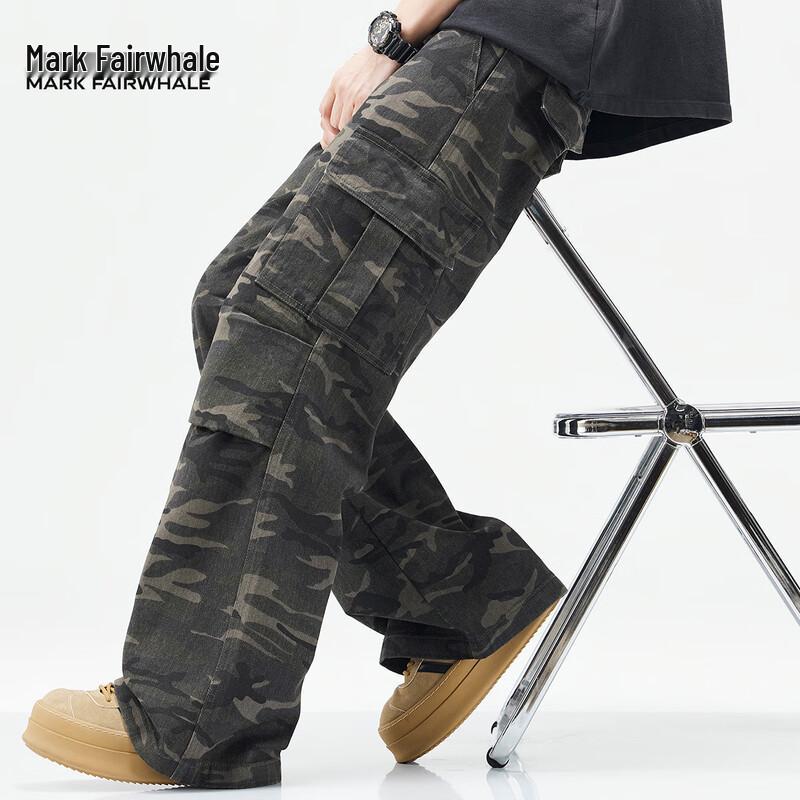 Mark Fairwhale Men's Camouflage Loose Straight Cargo Pants