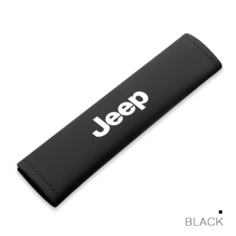 2Pcs Leather Car Seat Belt Shoulder Pad Safety Strap Cover For Jeep Grand Cherokee Wrangler JK Gladiator Compass Renegade Recon AMU1