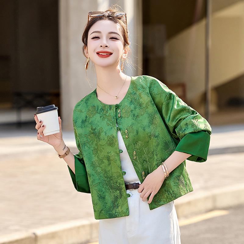 

2025 Spring Women s New Chinese Style Jacquard Fashion Jacket ME5511 S (90-110 jin)