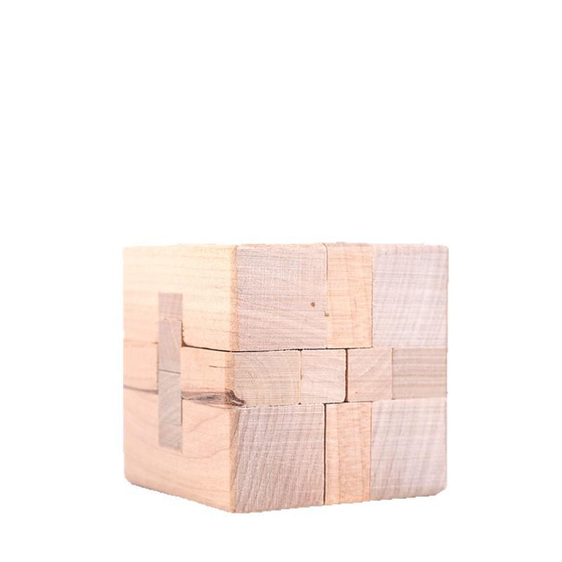 Large Beechwood Square Luban Lock Toy: Early Education Intellectual Mortise-Tenon Puzzle with Picture Label
