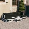 7 Pcs Garden Set with Cushions Solid Pine Wood