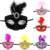 Lace Trimmed Lace Feather Mask Plastic Cosplay Mask Fashion Masquerade Mask Halloween