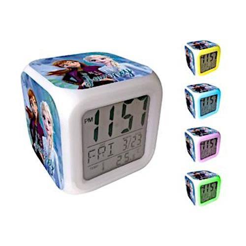 Disney réveil Frozen digital led junior 8 x 8 cm blanc/bleu