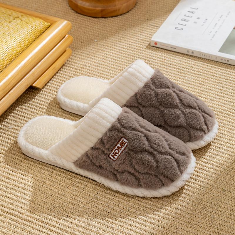 Cixi cotton slippers women spring and autumn winter home use indoor non-slip home warmth couple winter plush men