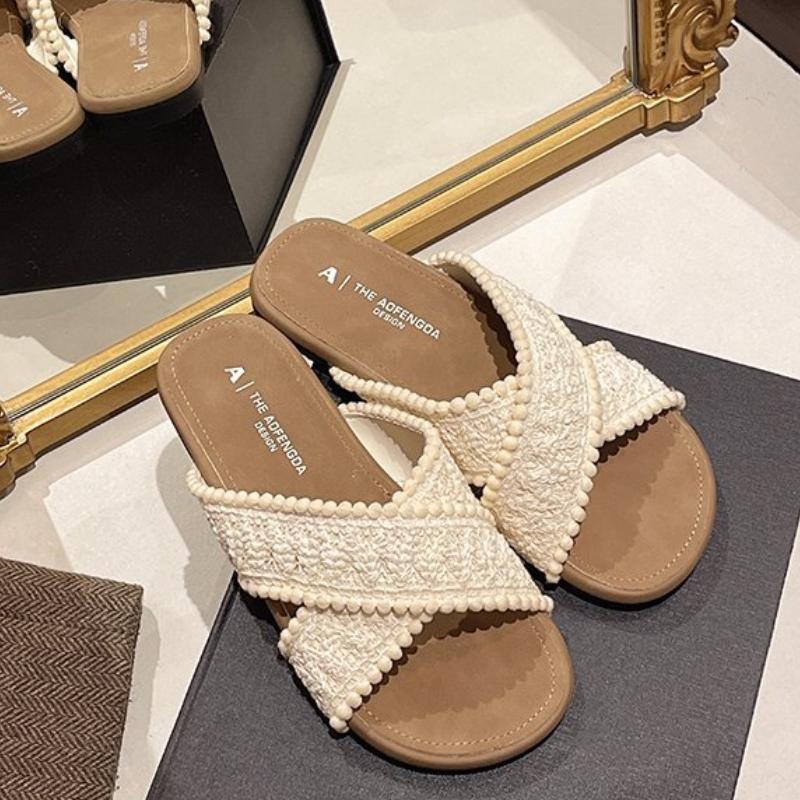 

Retro Bohemian Flat Sandals for Women, Perfect for Summer Beach and Holiday Wear 40 бежевый