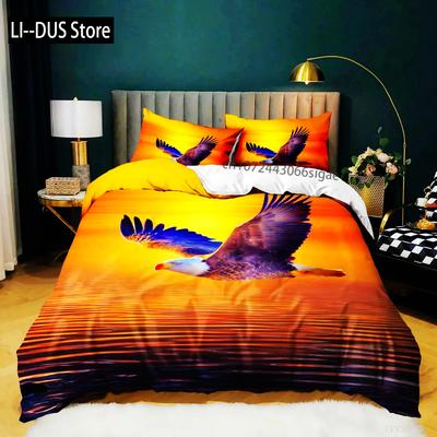 Eagle Duvet Cover Set Polyester Bedding For Boys Teens Adults King Queen Size Grey White Duvet Cover Bed Set Quilt Cover