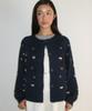 RONRON Petit Embroidery Knit Cardigan Navy